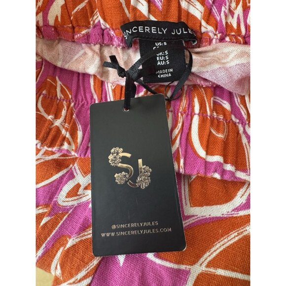 Sincerely Jules Women's Pink Orange Linen Blend Pants Size S NWT - Picture 5 of 8